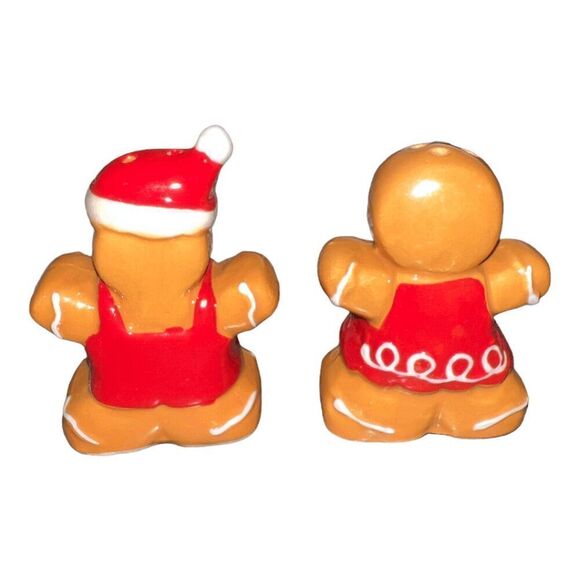 Mini Gingerbread Boy and Girl Salt and pepper Shaker set - Picture 2 of 3